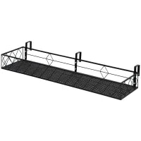 Fioriera da Esterno Portavasi con Ganci per Ringhiera Balcone in Metallo, 100x31x12cm, Nero