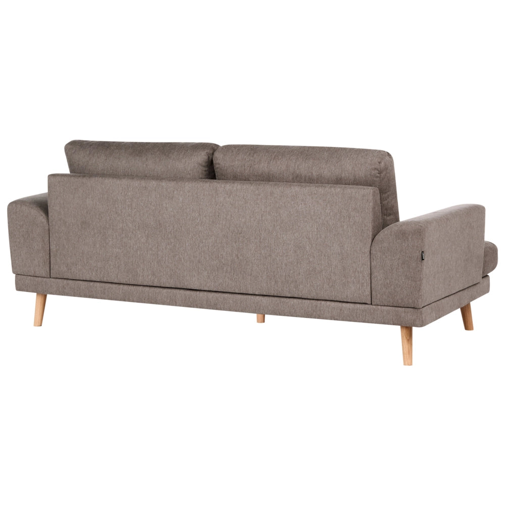 Set da salotto a 4 posti con divano in tessuto e poltrona braccioli svasati in stile moderno marrone