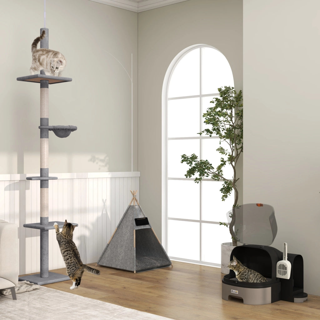 Casetta per Gatti e Cani con Cuscino Morbido ¨C zephmum ¨C Grigio 58x58x80 cm