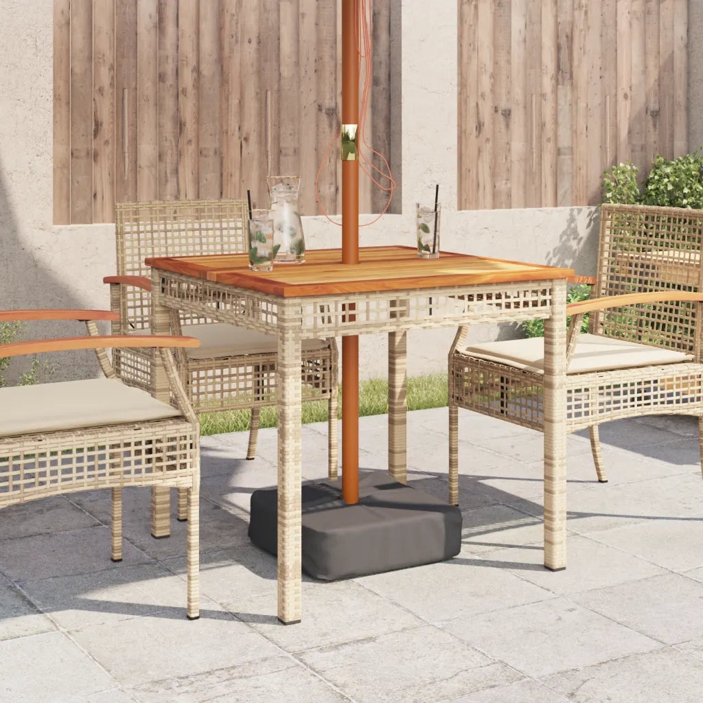 Tavolo da Giardino Beige 80x80x75 cm Polyrattan e Legno Acaciacod mxl 115105