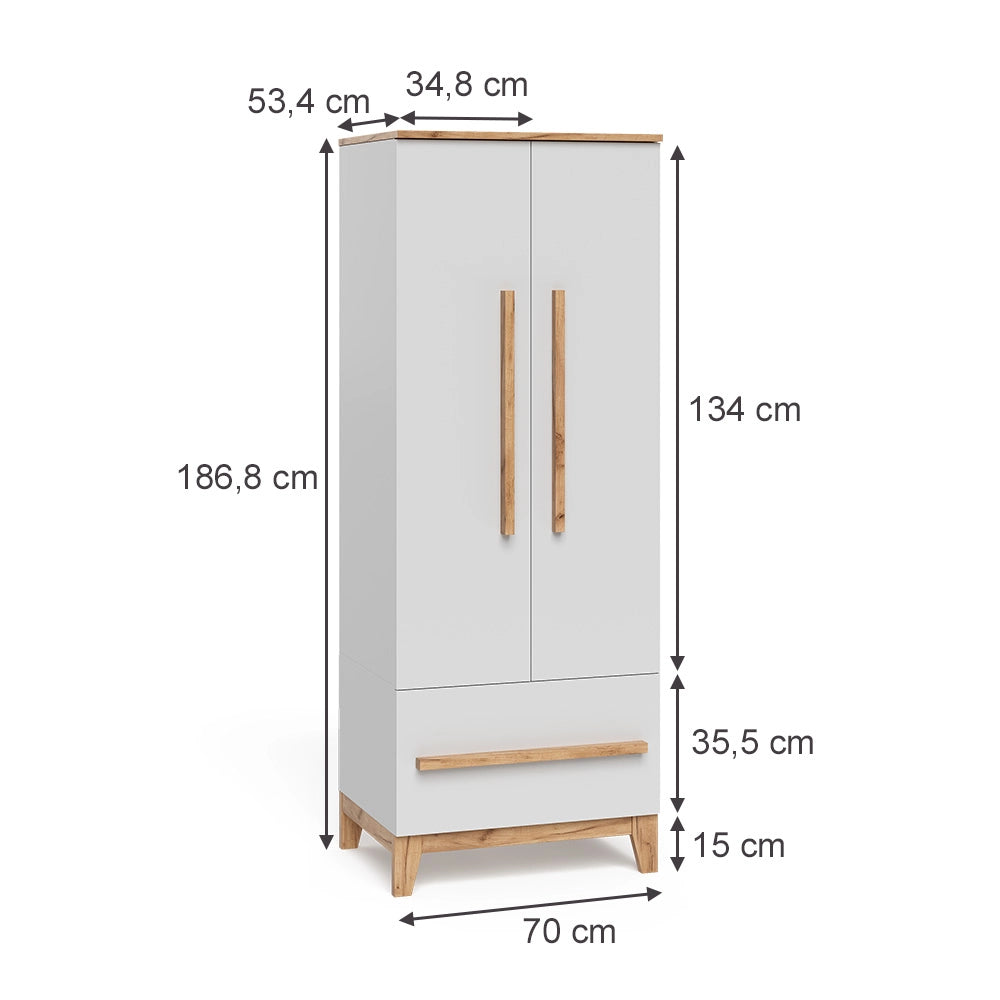 Vitalispa Armadio per bambini Bianco/Artisan 70 x 186.8 cm
