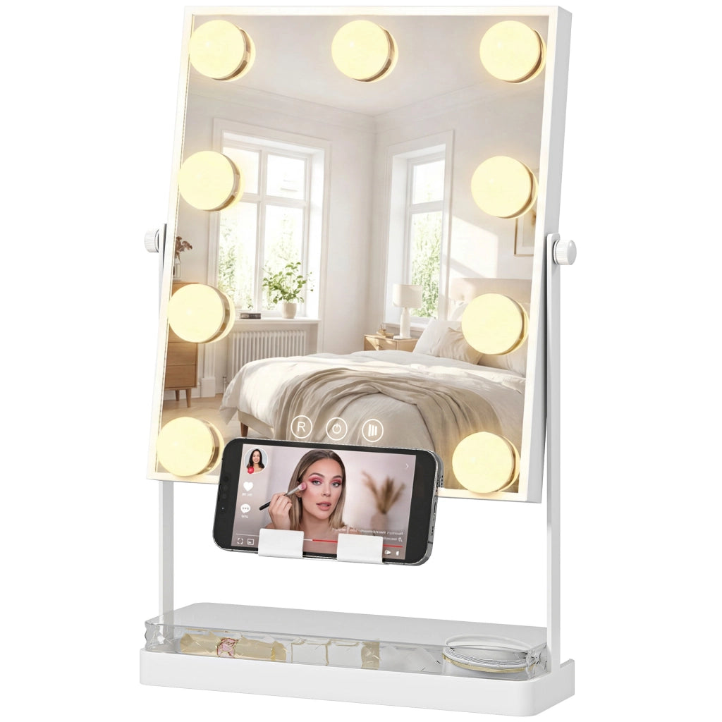Tavolo Trucco Specchio Illuminazione LED ¨C Zephmum ¨C Bianco 60x45x45