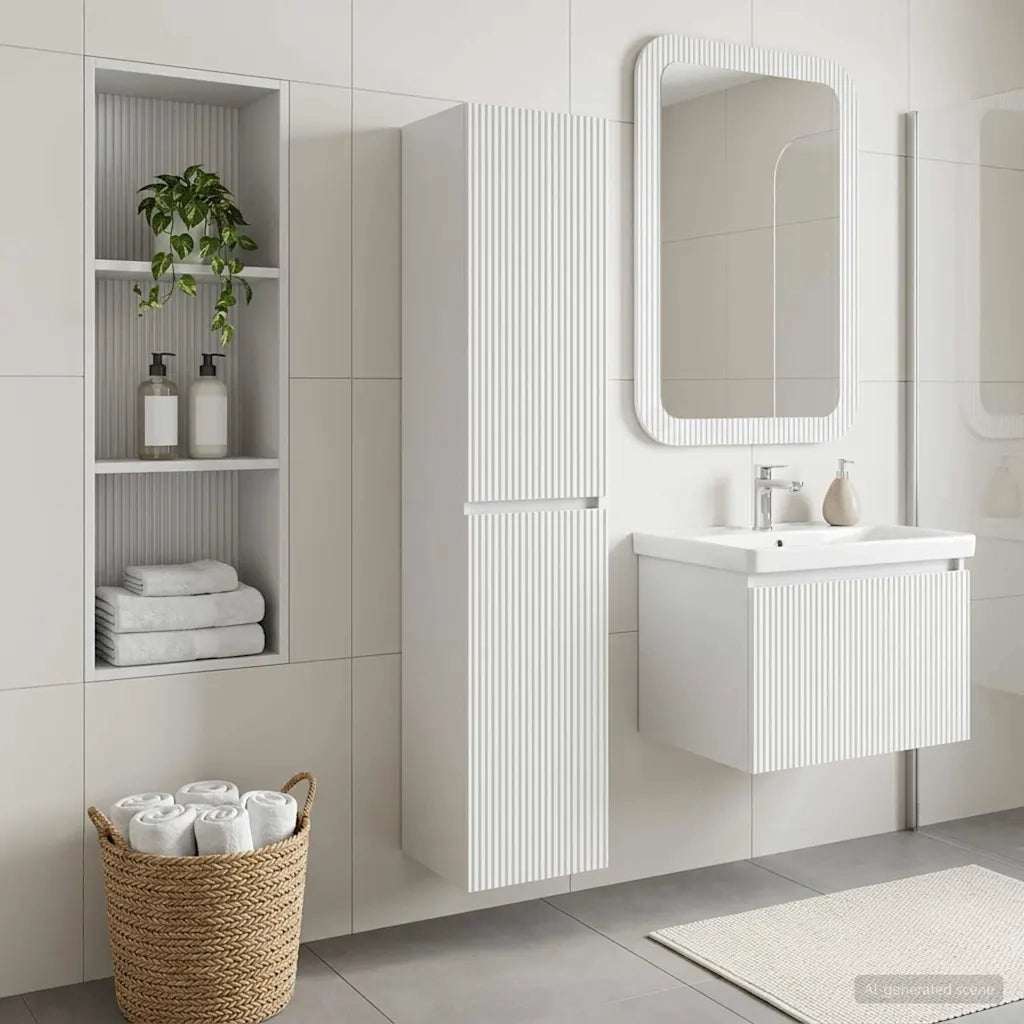 Mobiletto da Bagno a Muro Bianco 33 x 34,5 x 160 cm 890512