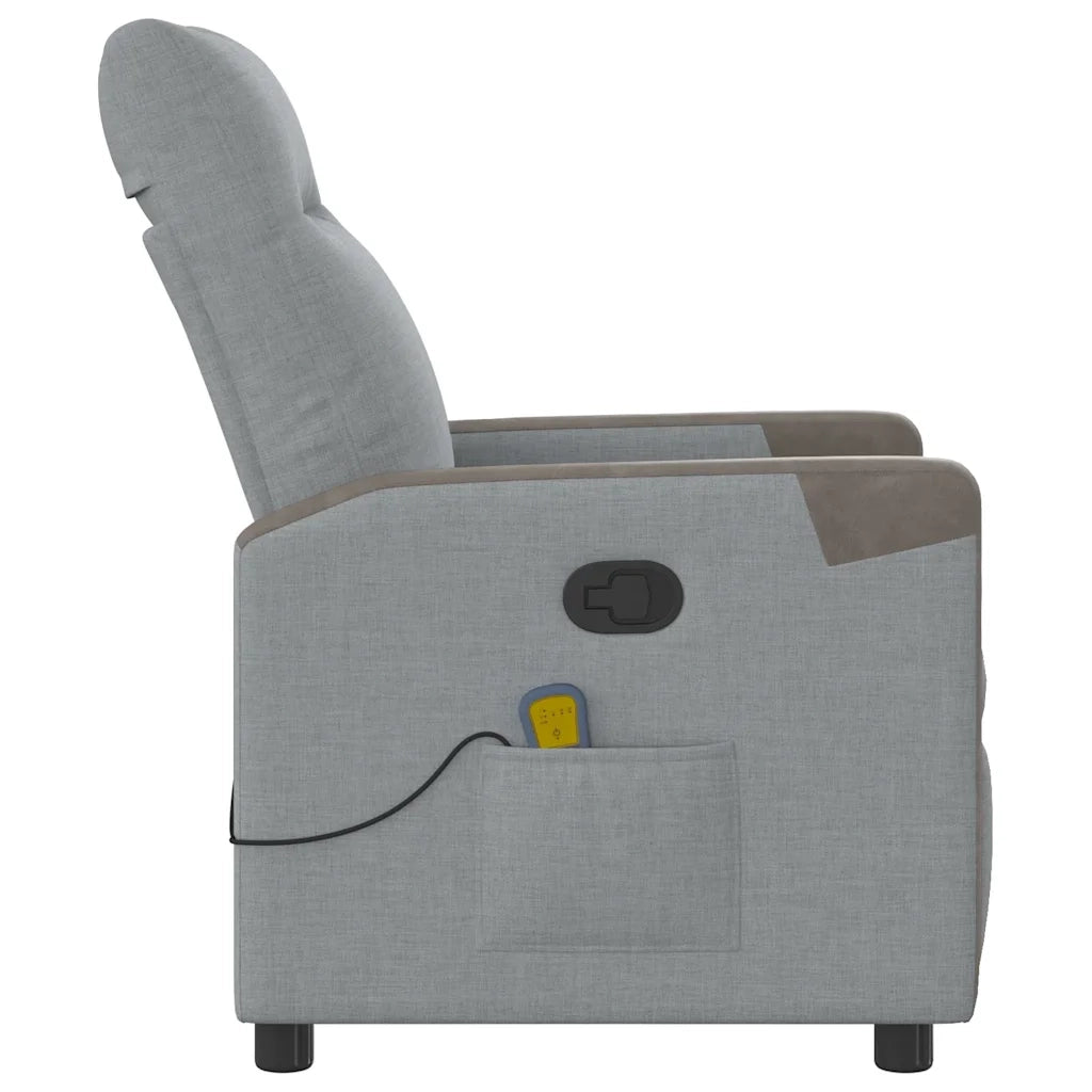Poltrona Massaggiante Reclinabile Grigio Chiaro in Tessuto 4104844
