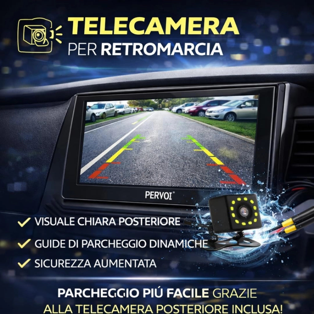 Autoradio 2 DIN 7" Touchscreen HD, Apple CarPlay e Android Auto Wireless, Bluetooth, Controllo Volante, Universale con Telecamera Retromarcia Inclusa