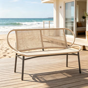 PANCA DA GIARDINO 138x62x83 cm in rattan PE e metallo nero/naturale