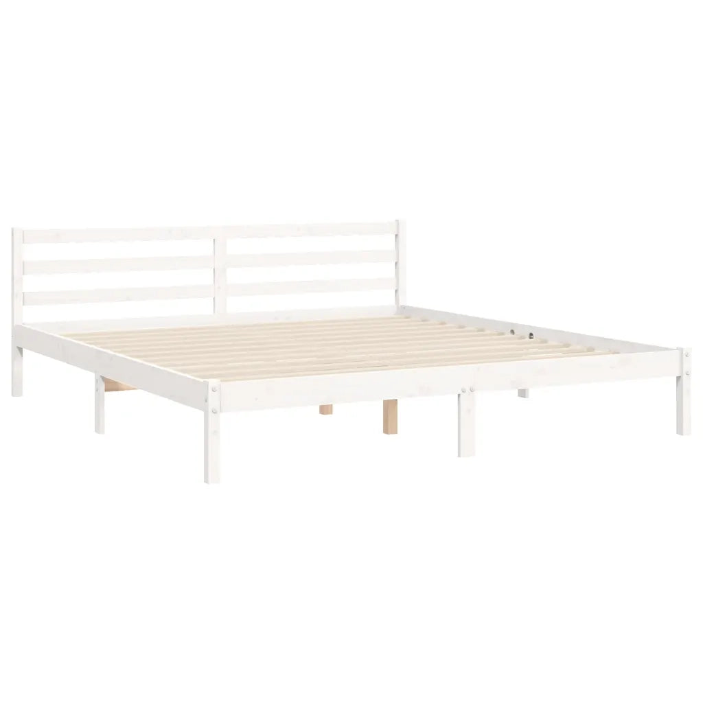 Giroletto Testiera Bianco Super King Size-Struttura Letto in Legno Massello 116120