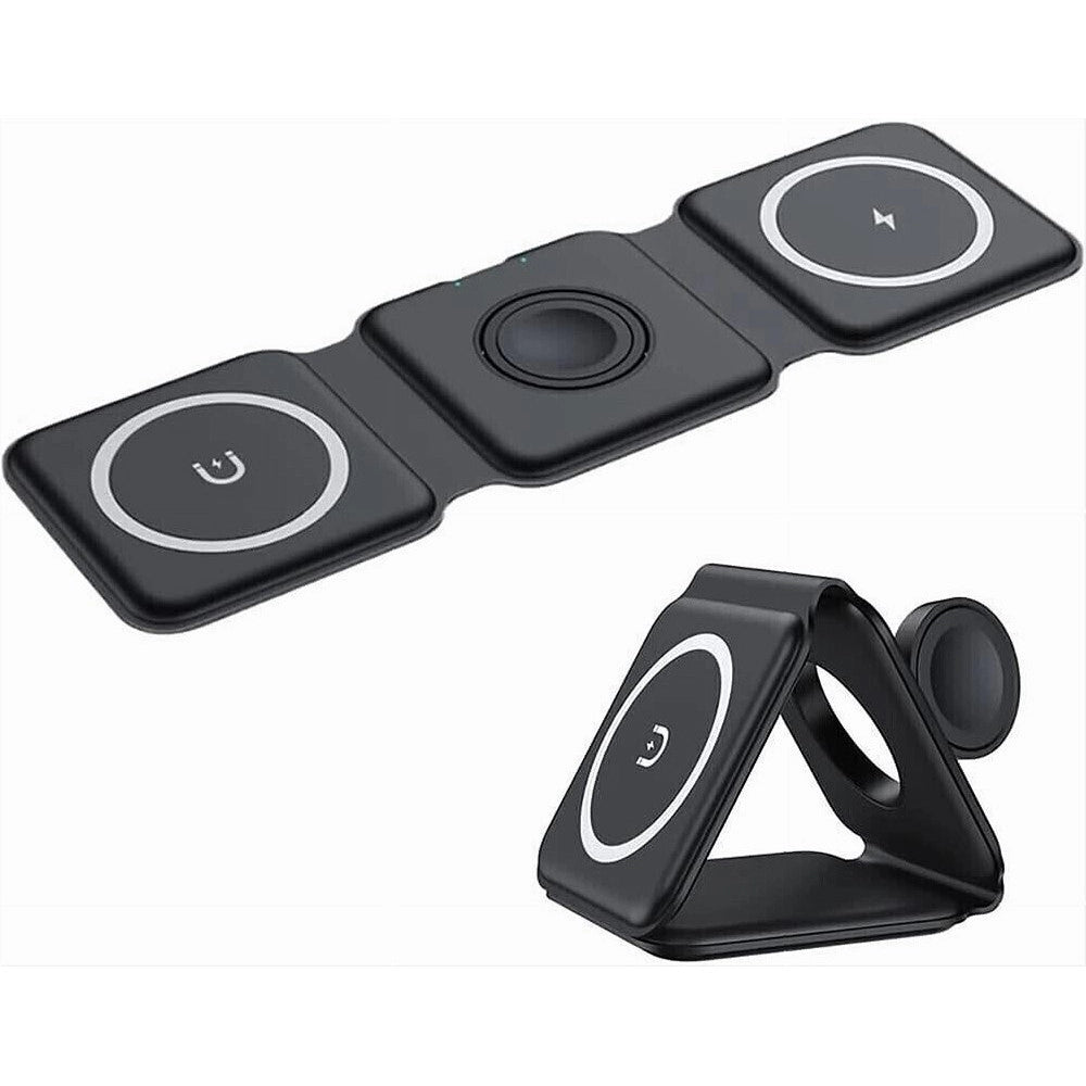Trade Shop - Caricatore Wireless 3in1 Universale Caricabatterie Magnetico Pieghevole Da 15 W -
