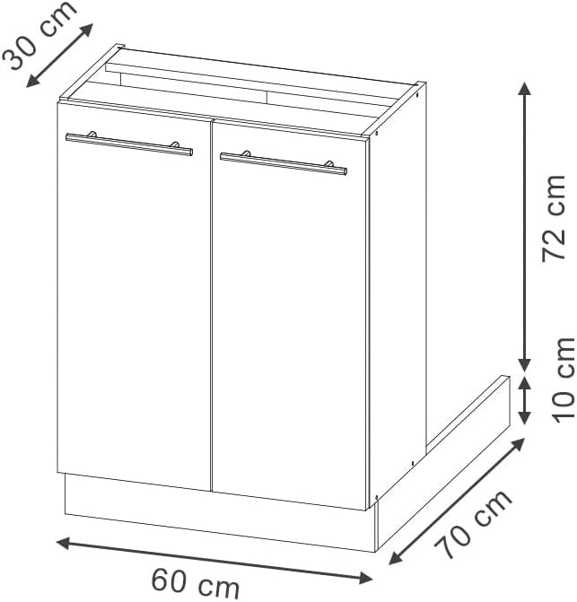 Isola cucina Fame-Line, Nero a righe, 60 cm senza piano di lavoro