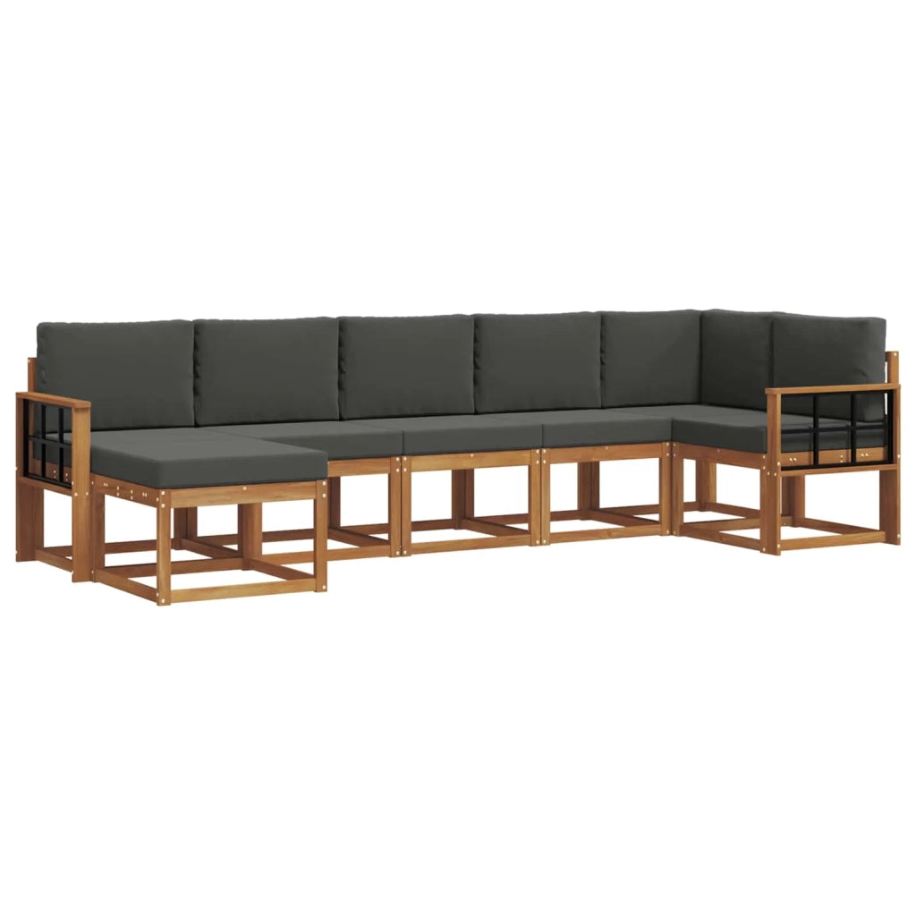 Set di divani da esterno con cuscino 7 pcs Naturale e Antracite