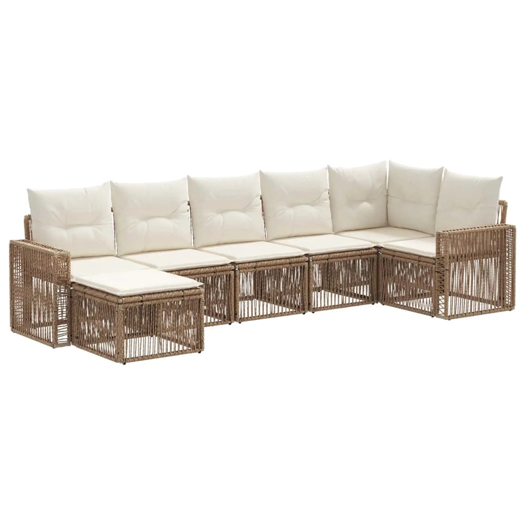Set Divano da Giardino 7 pcs Beige e Bianco Crema polyrattan 3435198