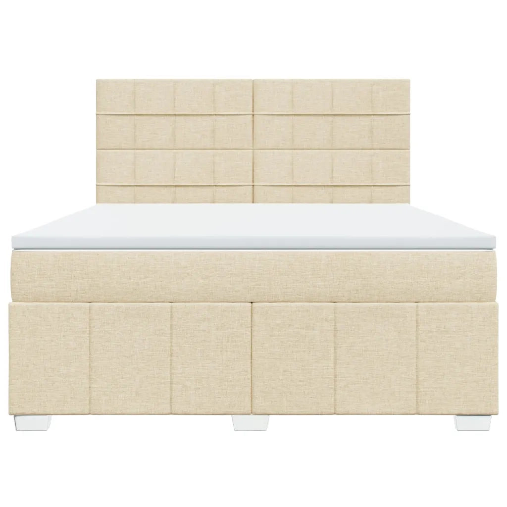 Giroletto a Molle con Materasso Crema 180x200 cm in Tessuto