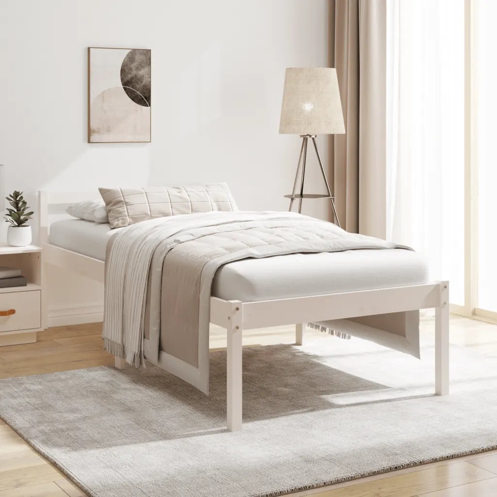 Letto per Anziani Bianco 75x190 cm Small Single Legno di Pino 810575