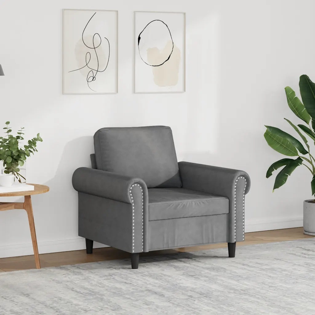 Poltrona-Divano Sedia-Poltroncina Grigio Scuro 60 cm Velluto 493038