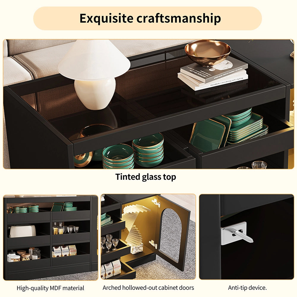 Com?? - Xylo - 6 cassetti LED nero 40x120x77.5cm moderno