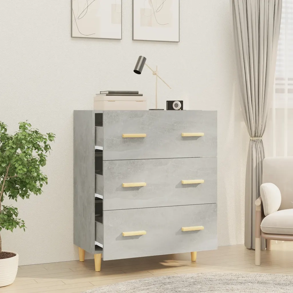 Credenza Grigio Cemento 70x34x90 cm in Legno Multistrato 812154