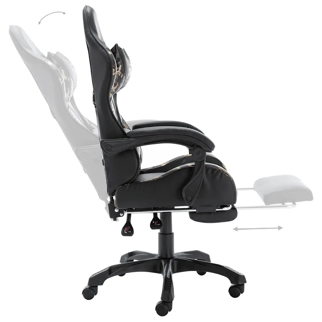 Sedia da Gaming con Poggiapiedi Nera e Mimetica in Similpelle 320096