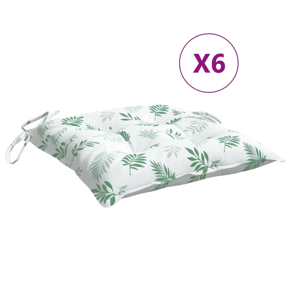 vidaXL Cuscini per Sedia 6 pz Motivo a Foglie 40x40x7 cm in Tessuto