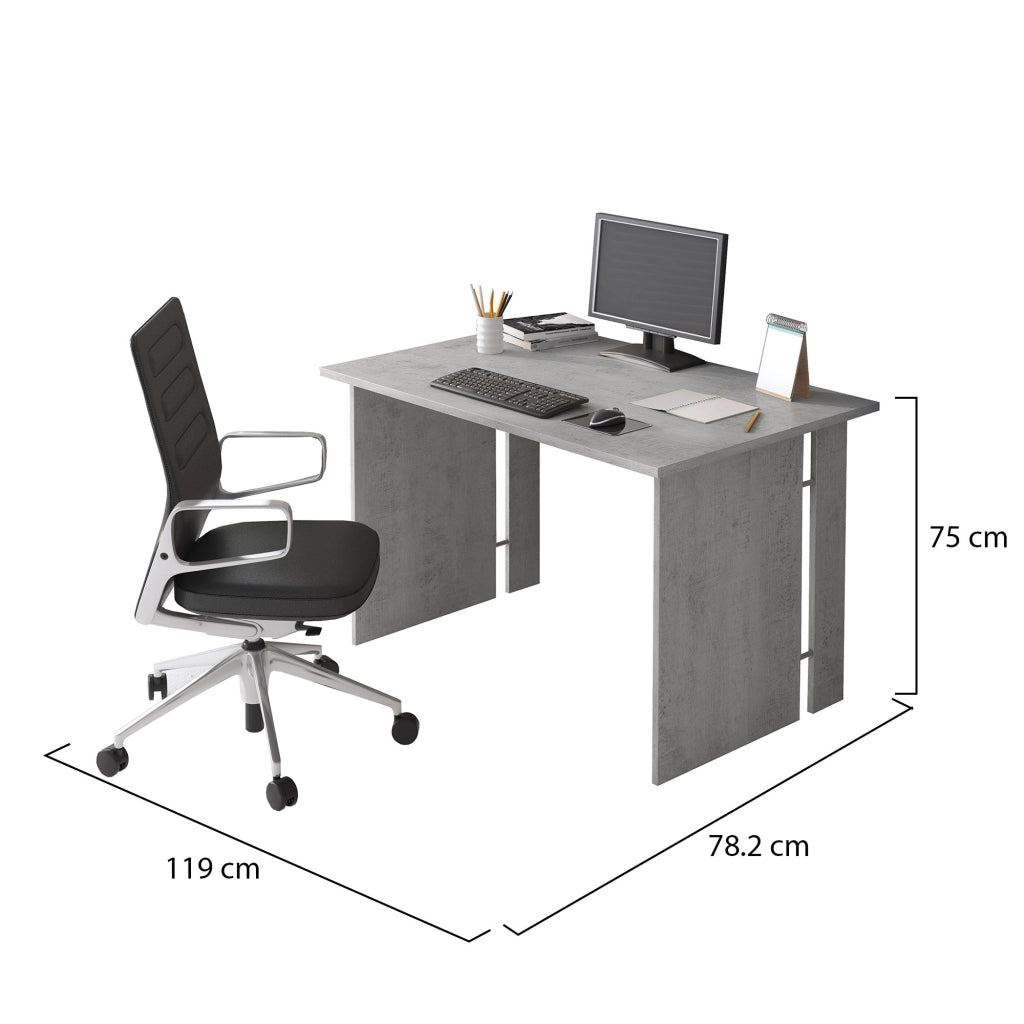 Ullano, Scrivania Modulabile, 119x78.2x75h cm Grigio Cemento