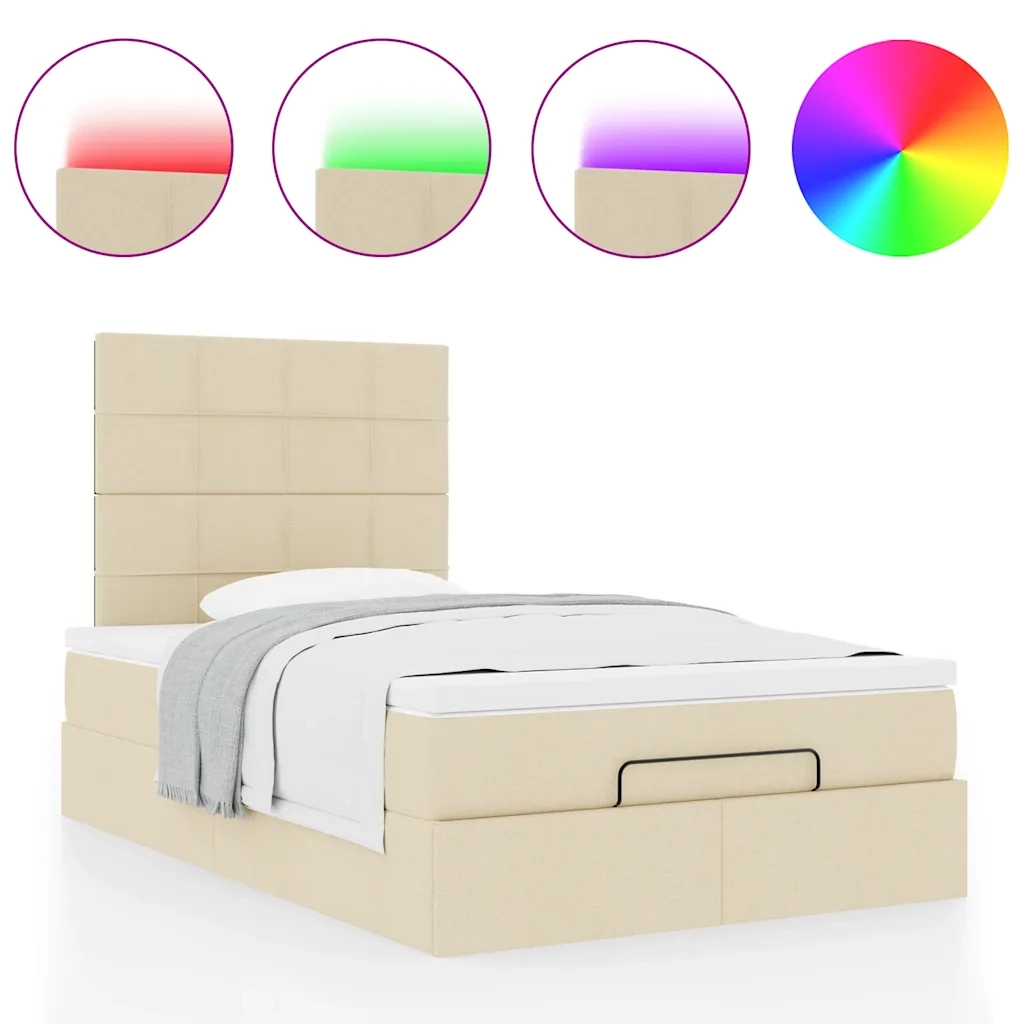 Struttura Letto Pouf con Materasso Crema 120x190 cm in Tessuto 3313994