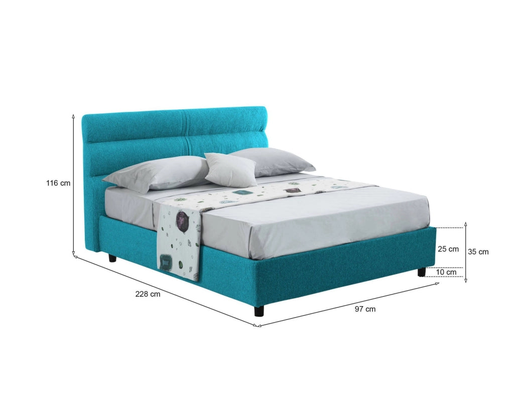 Brenta, Letto Singolo Sfoderabile Made in Italy, Azzurro