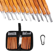 Set di coltelli in legno - 12 pezzi - Incluso cassetta di trasporto - Adatto per lavori di taglio di legno - Ideale per il taglio di frutta e verdura