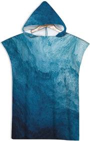 Striscia di lana microfibra con disegno di animali marini, asciugamano da spiaggia con cappuccio blu, poncho da bagno veloce asciugatura per adulti e bambini (75x110 cm)
