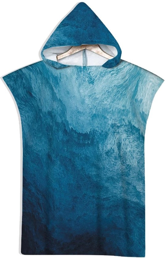 Striscia di lana microfibra con disegno di animali marini, asciugamano da spiaggia con cappuccio blu, poncho da bagno veloce asciugatura per adulti e bambini (75x110 cm)