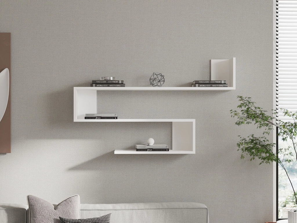 Mensola da parete in legno "Penne" - 120 x 20 x 71 cm - Bianco