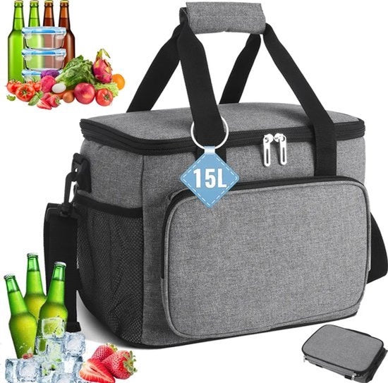 Borsa termica 15L, zaino pieghevole di Oxford, borsa isolata per picnic, borsa per pranzo, contenitore per alimenti e bevande, borsa per il freddo