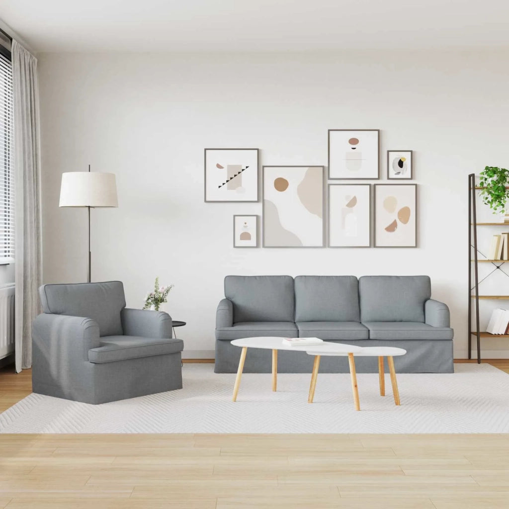 Set di divani 2 pcs Grigio chiaro 201 x 80 x 85 cm Tessuto