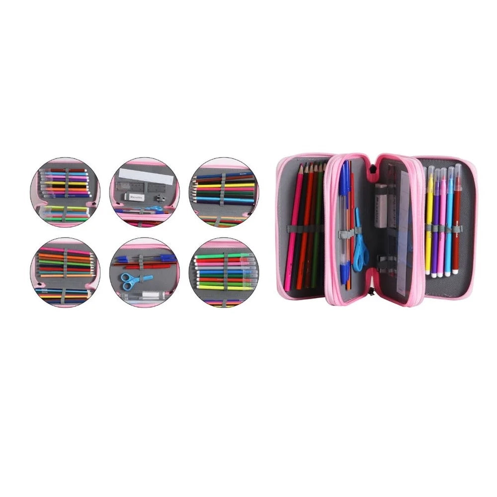 Trade Shop - Astuccio Scuola Triplo A 3 Zip Scomparti Design A Tema Scritta Logo Matite Colorate 622056 -