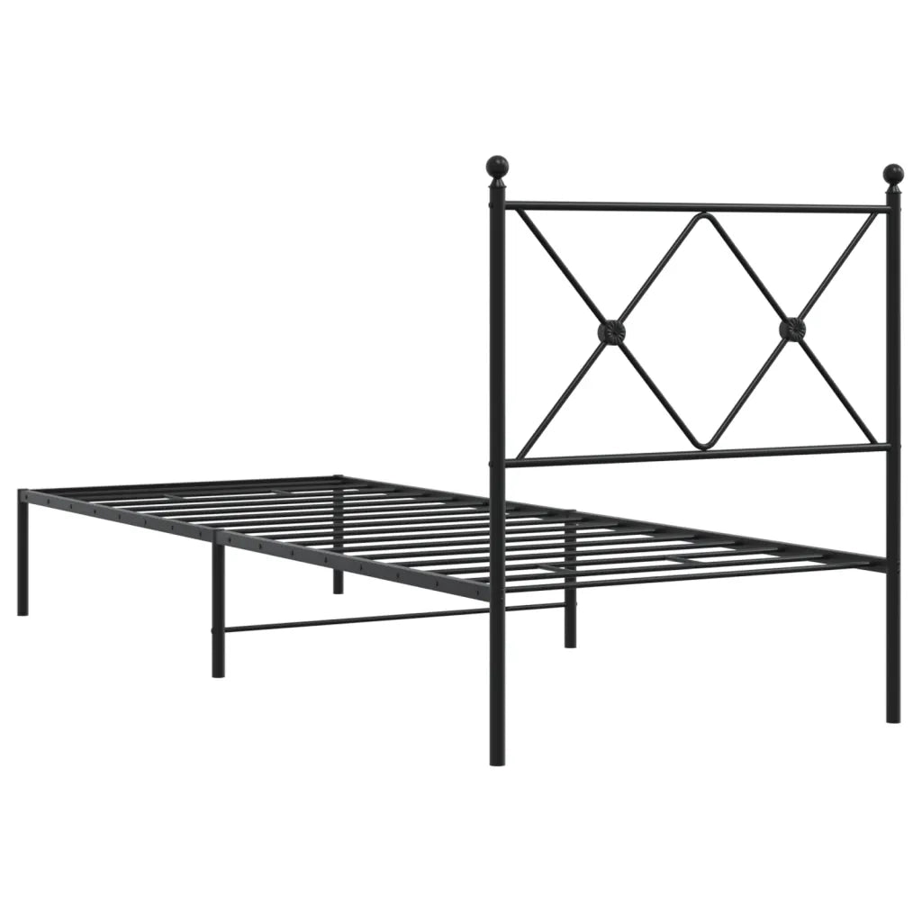 Giroletto con Testiera in Metallo Nero 80x200 cm 376493