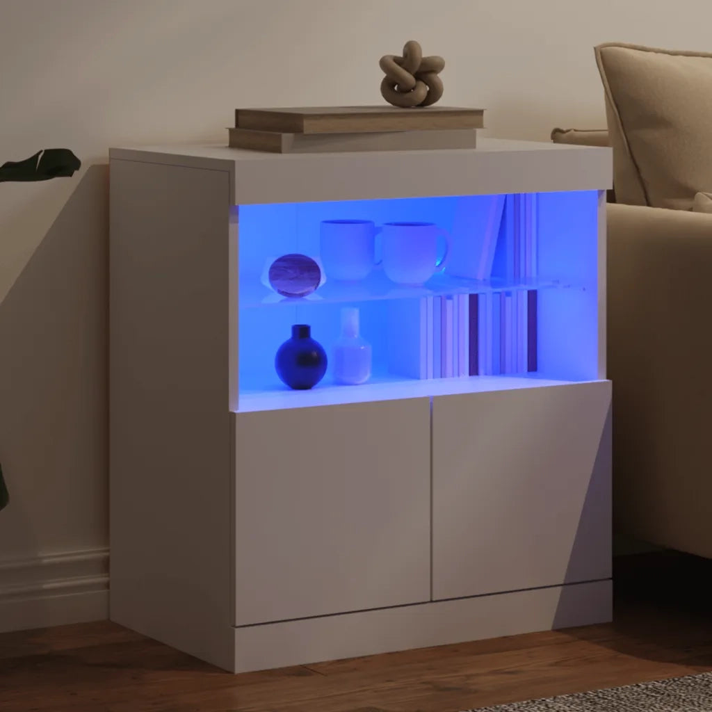 Credenza con Luci LED Bianca 60x37x67 cm 836651