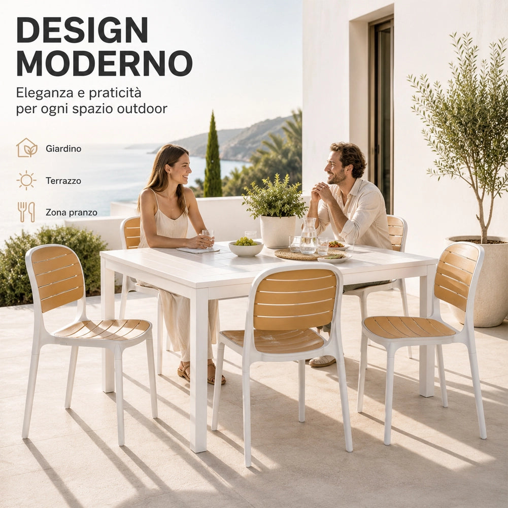 Set 4 Sedie Impilabili in Polipropilene con Schienale Portata 140kg 45x55.5x82cm