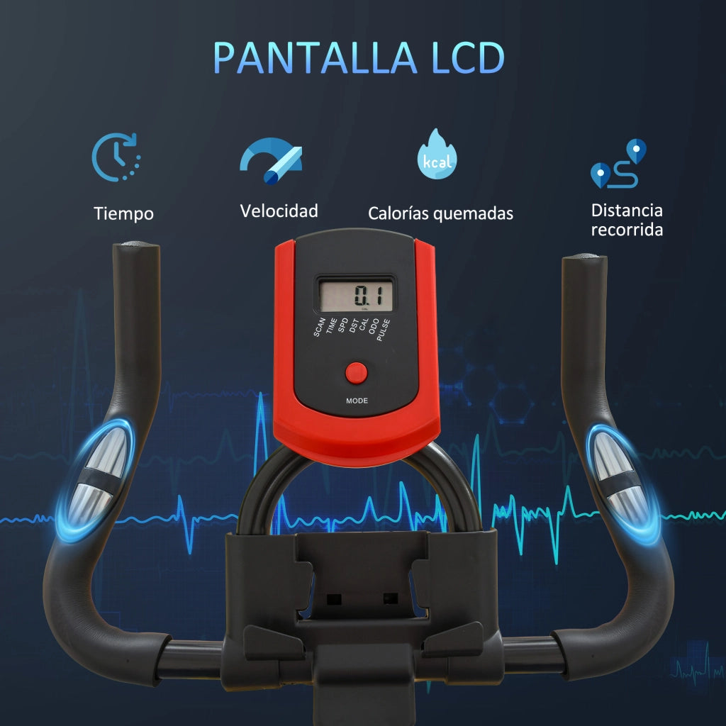 Cyclette da Interno con Display LCD Cardiofrequenzimetro Sella e Manubrio Regolabili Volano 6 kg ¨C Xylo ¨C Nero Rosso