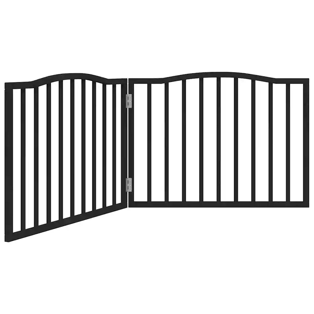 Cancello per Cani Pieghevole 2 Pannelli Nero 160cm Legno Pioppo CFW6720741