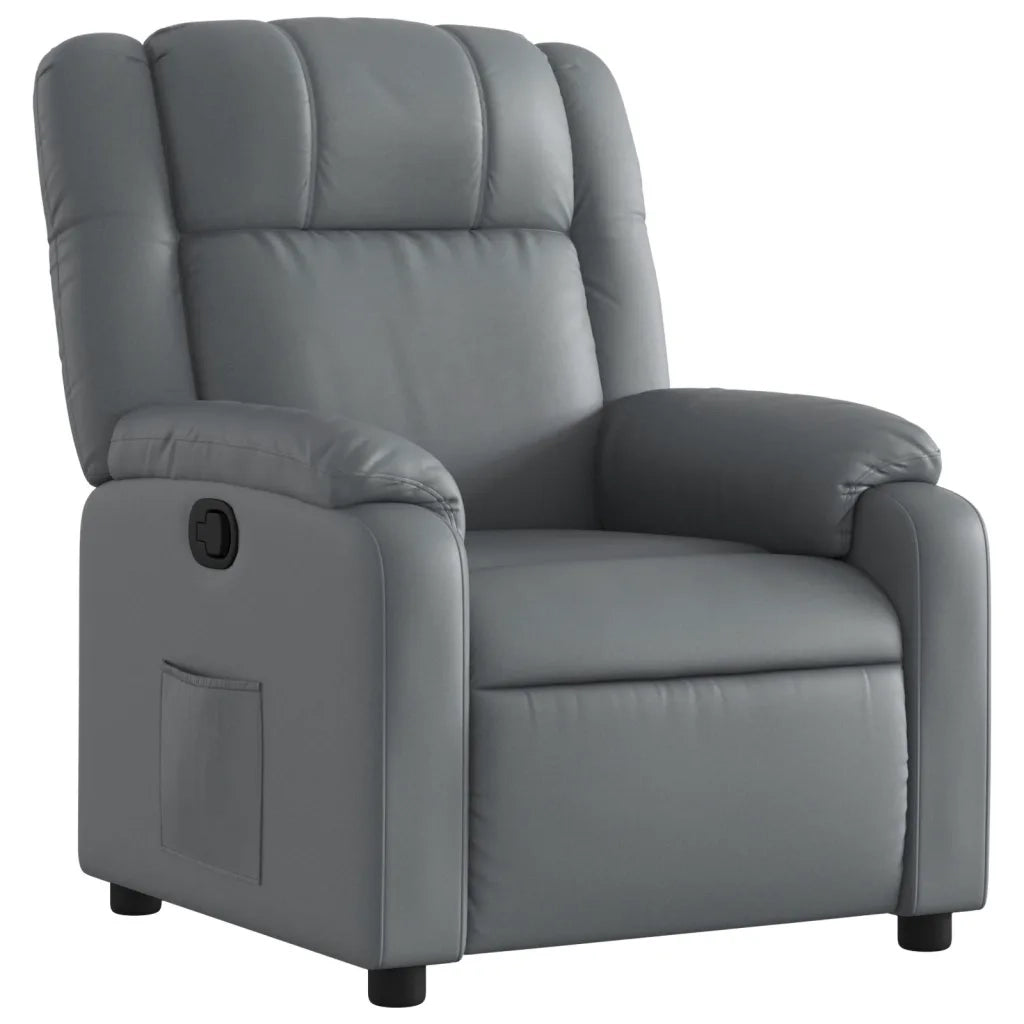 Divano Sedia-Poltrona Reclinabile Grigia in Similpelle 782851