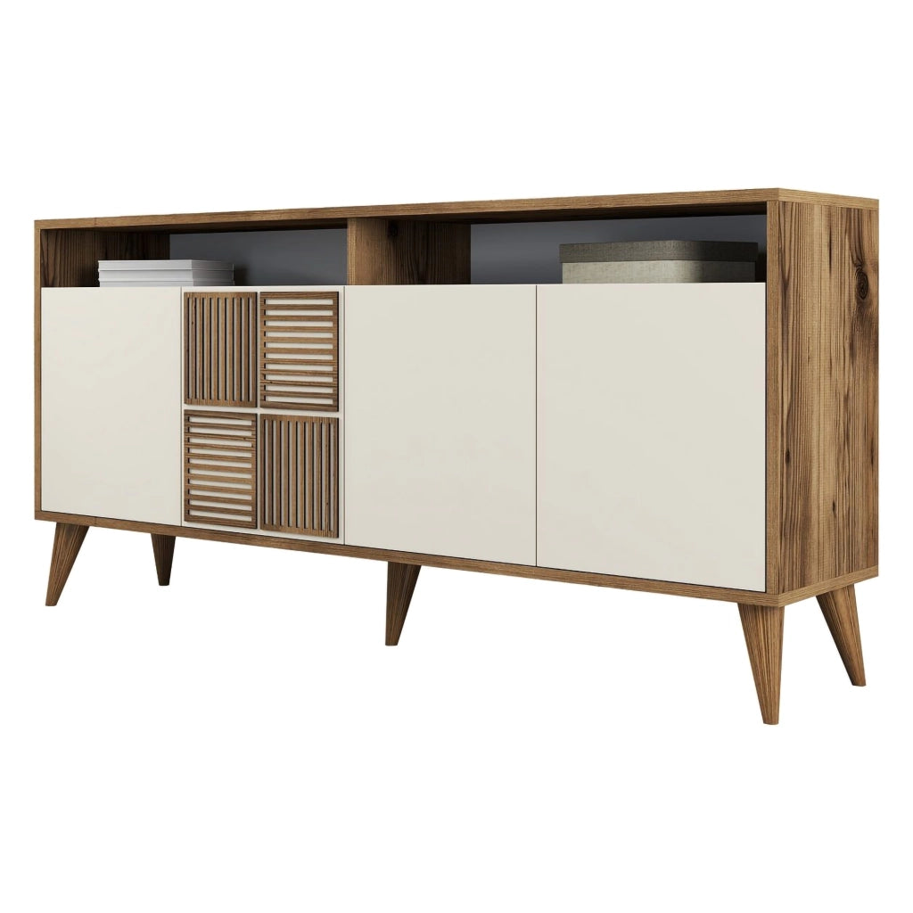 Madia Thuile, Credenza 2 Ripiani, 160x35x78h cm Bianco Crema