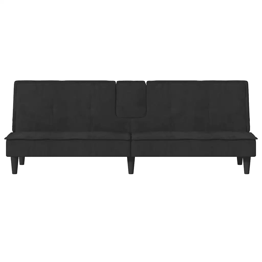 Divano Letto con Portabicchieri in Velluto Nero 351924