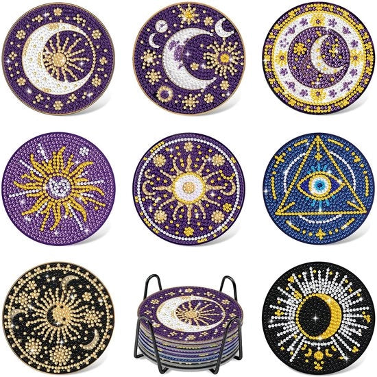 8 pezzi di Accessori per Diamond Painting con sottosterza e supporto, Accessori per Diamond Painting per adulti, Sottosterze per Diamond Cup, Accessori per Diamond Painting, Accessori DIY per Maan Ster Zon, Sottosterze antiscivolo per adulti, Inizianti