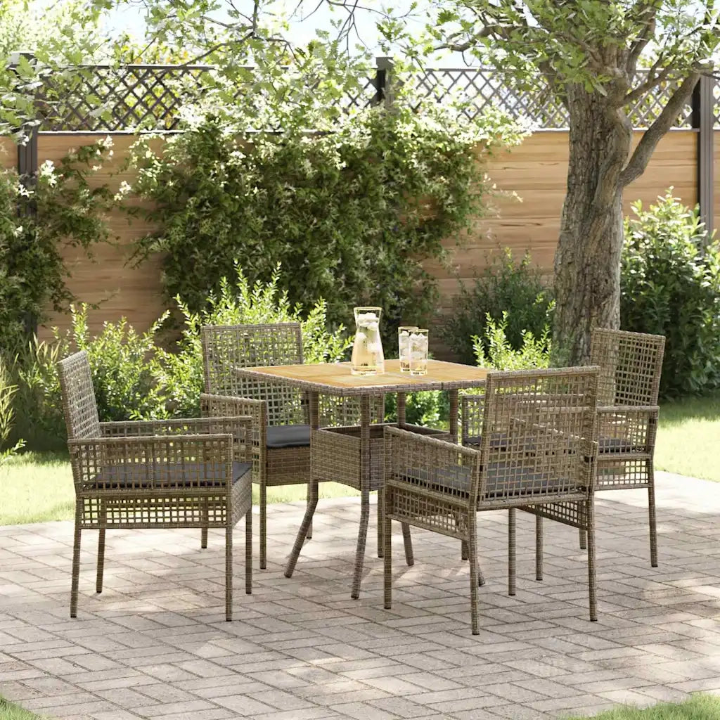 Set da Pranzo per Giardino 5 pz | Set Salotto da Giardino Grigio polyrattan
