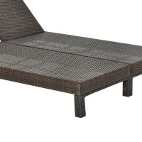 Lettino Prendisole a 2 Posti, Sdraio in Acciaio e Rattan, Schienale Regolabile, 196 x 120 x 28cm Marrone e Bianco Crema