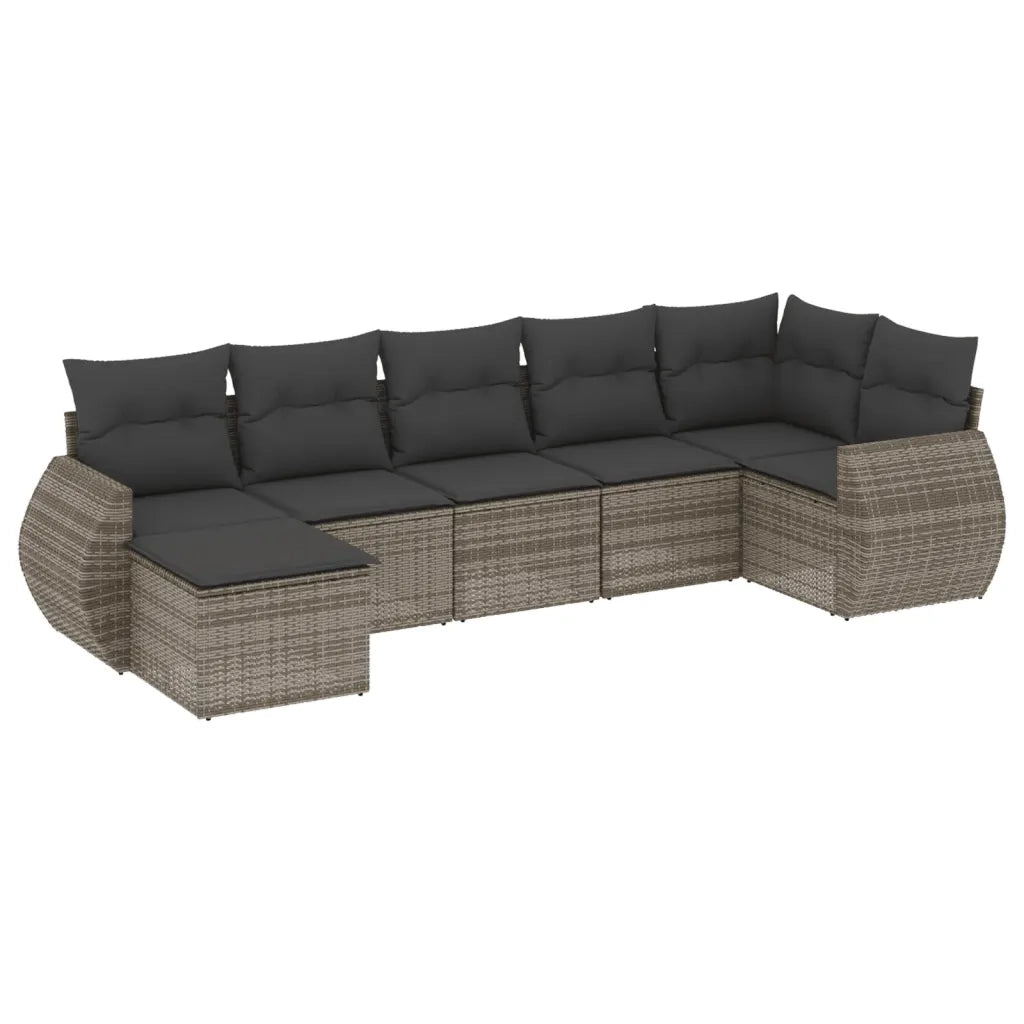 Set Divani da Giardino 7 pz con Cuscini Grigio in Polyrattancod mxl 116198