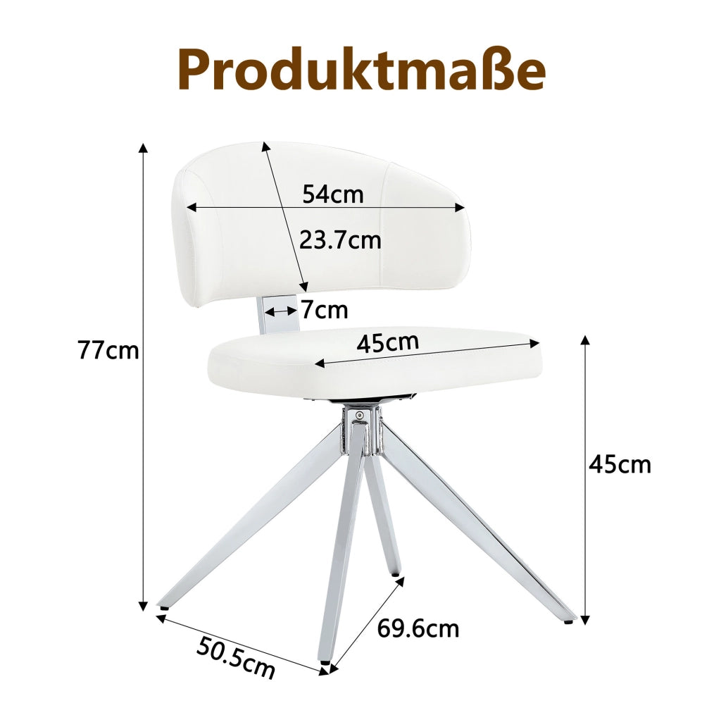 Set 2 sedie da pranzo girevoli a 360° in PU bianco HAVRYA