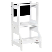 EasyComfort Scala Montessori 2 in 1 in MDF Staccabile, con Sgabello, Lavagna Inclusi, per Bambini 3-6 Anni, Bianco
