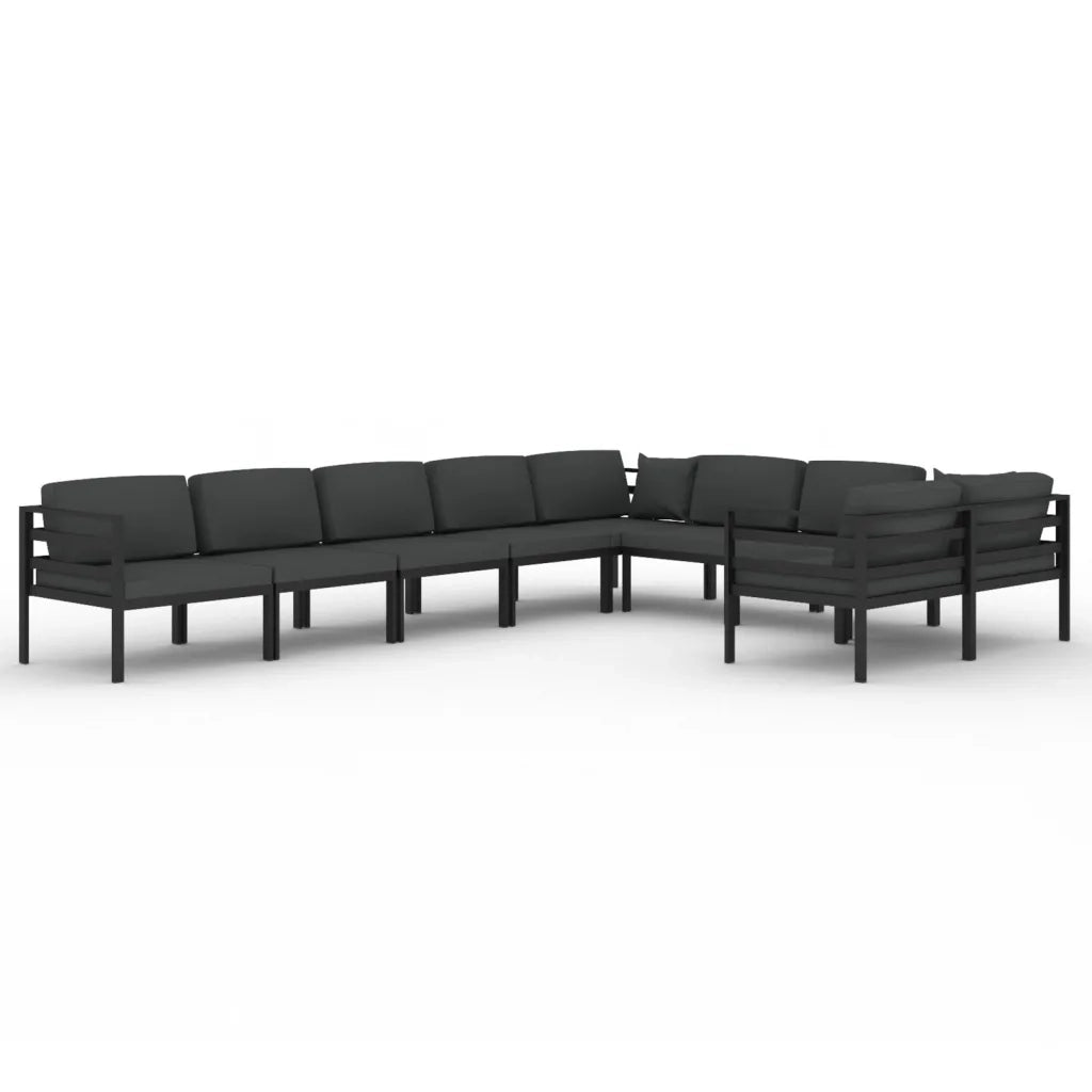 Set Divani da Giardino 9 pz con Cuscini in Alluminio Antracite cod mxl 35807