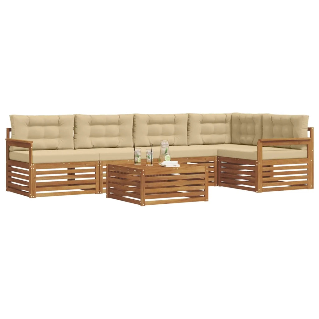 Set di divani da esterno con cuscino 6 pcs Naturale e Beige