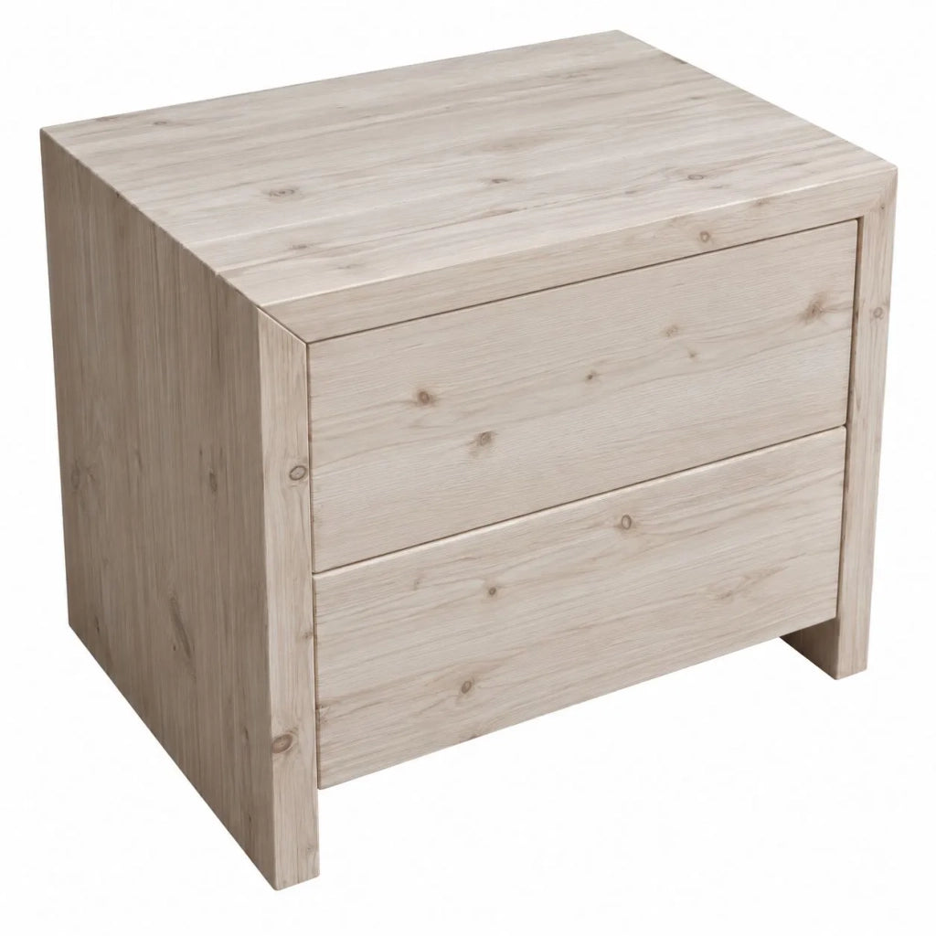 Comodino classico 2 cassetti legno massello abete grezzo 55x40x45 (3318) - Mobili 2G