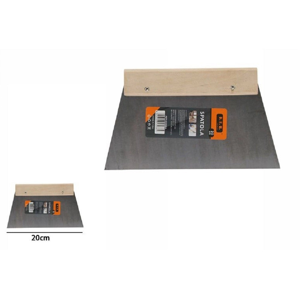 Trade Shop - Spatola Trapezoidale Per Stucco In Acciaio Manico In Legno 20cm Pittore 53268a -